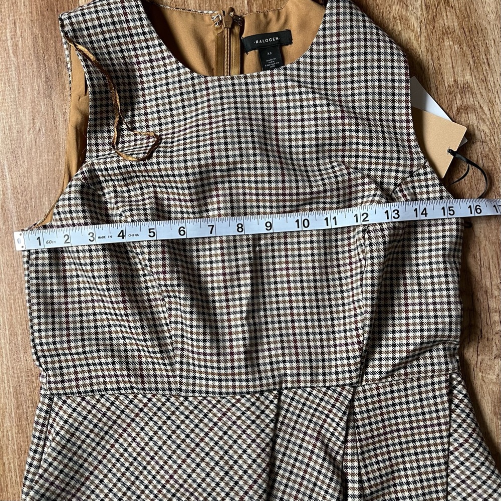 NWT Halogen Houndstooth Check Cap Sleeve Ruffle Hem Dress Size XS - Picture 6 of 7